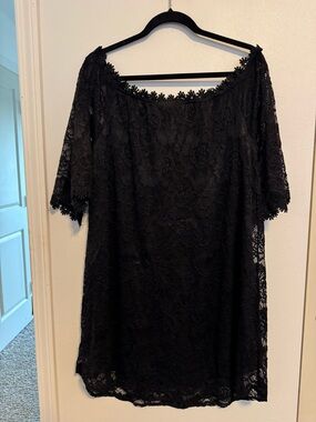 Black Floral Lace Chemise Top with Scalloped Trim